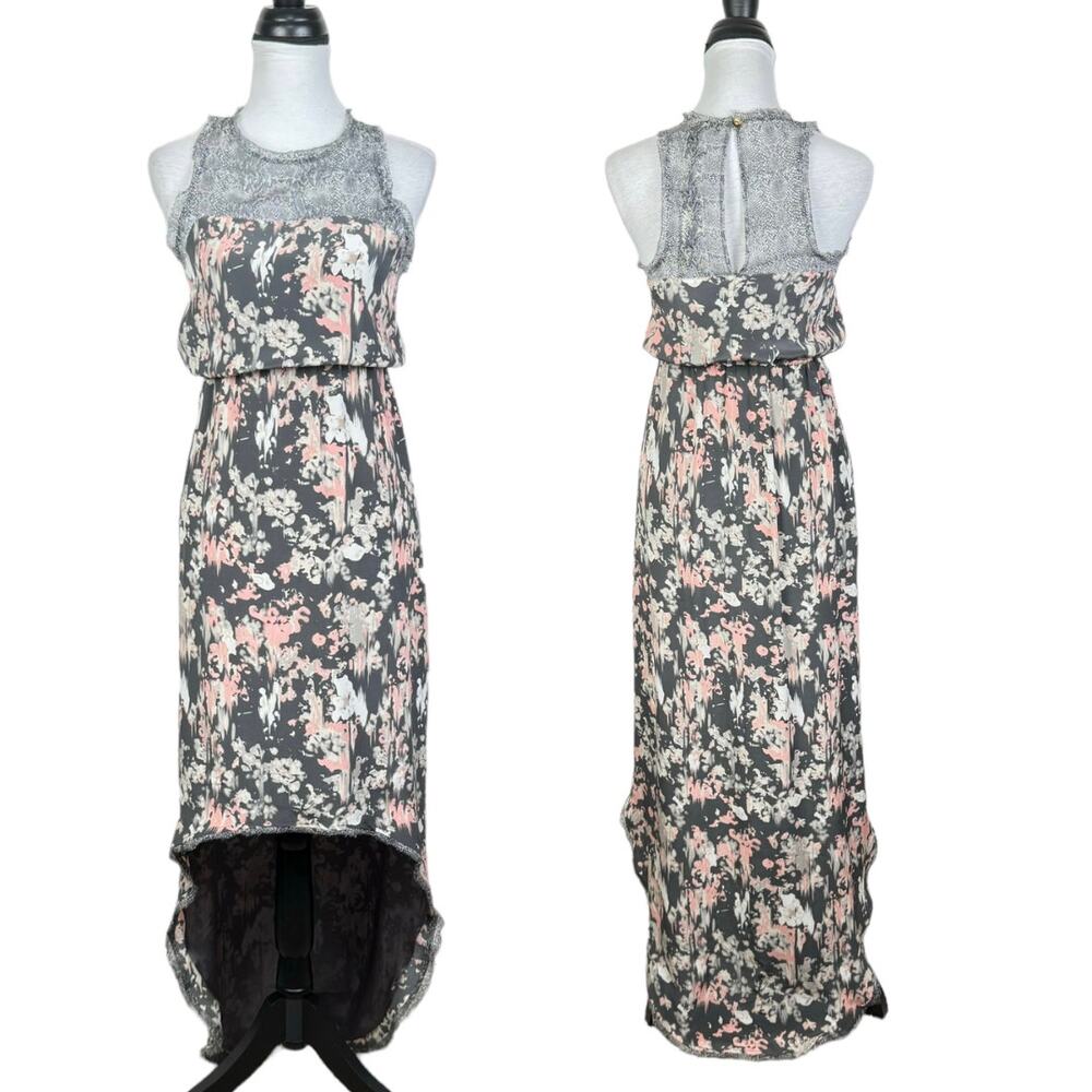 Winter Kate | NWT Seraphina Printed Silk Crepe Iden Hi Low Sleeveless Maxi Dress